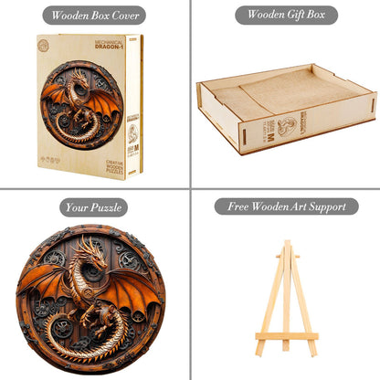 Whimsical Wooden Jigsaw Puzzle - mechanical dragon - 1 - pickApuzzle