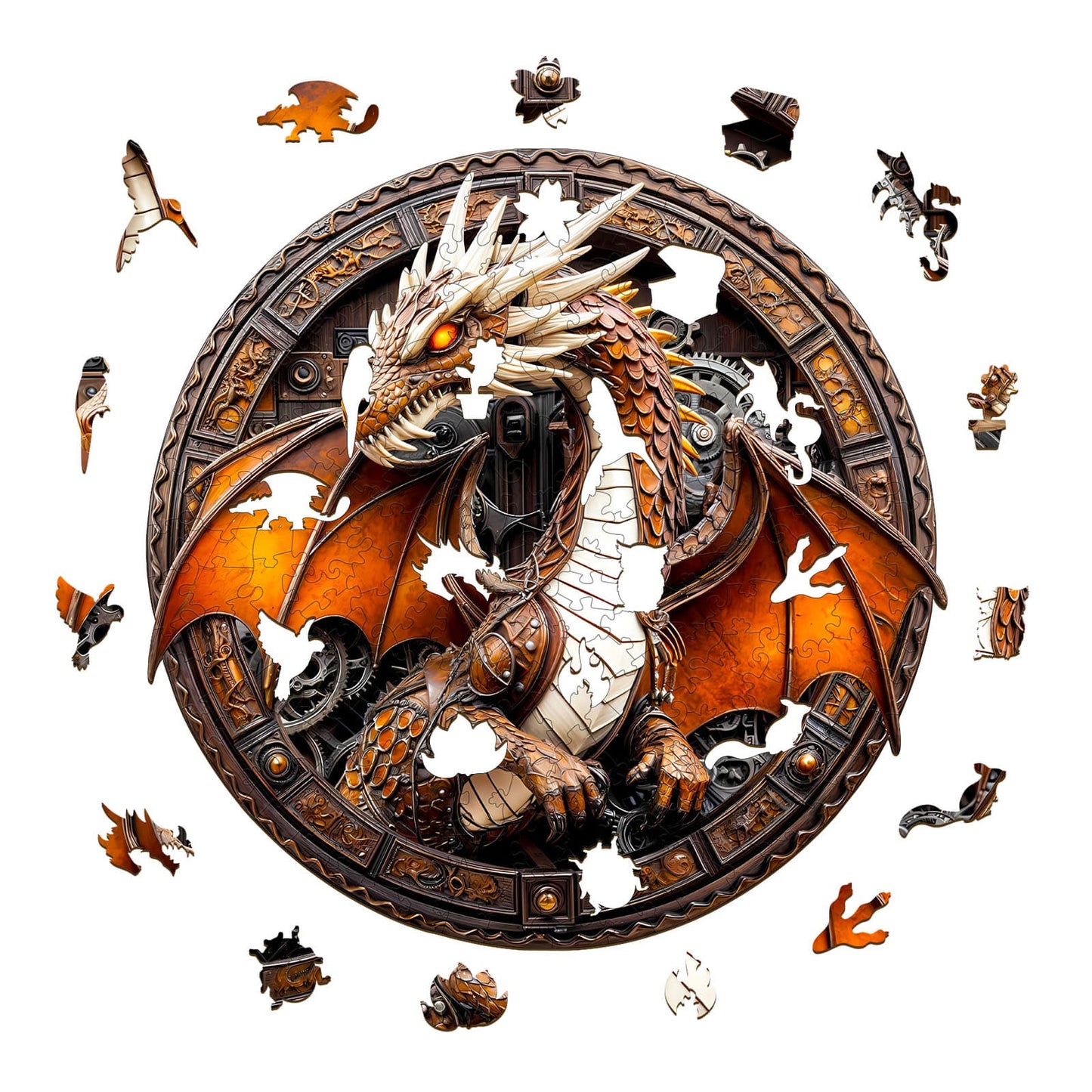 Ausgefallenes Holz-Puzzle – mechanischer Drache 2