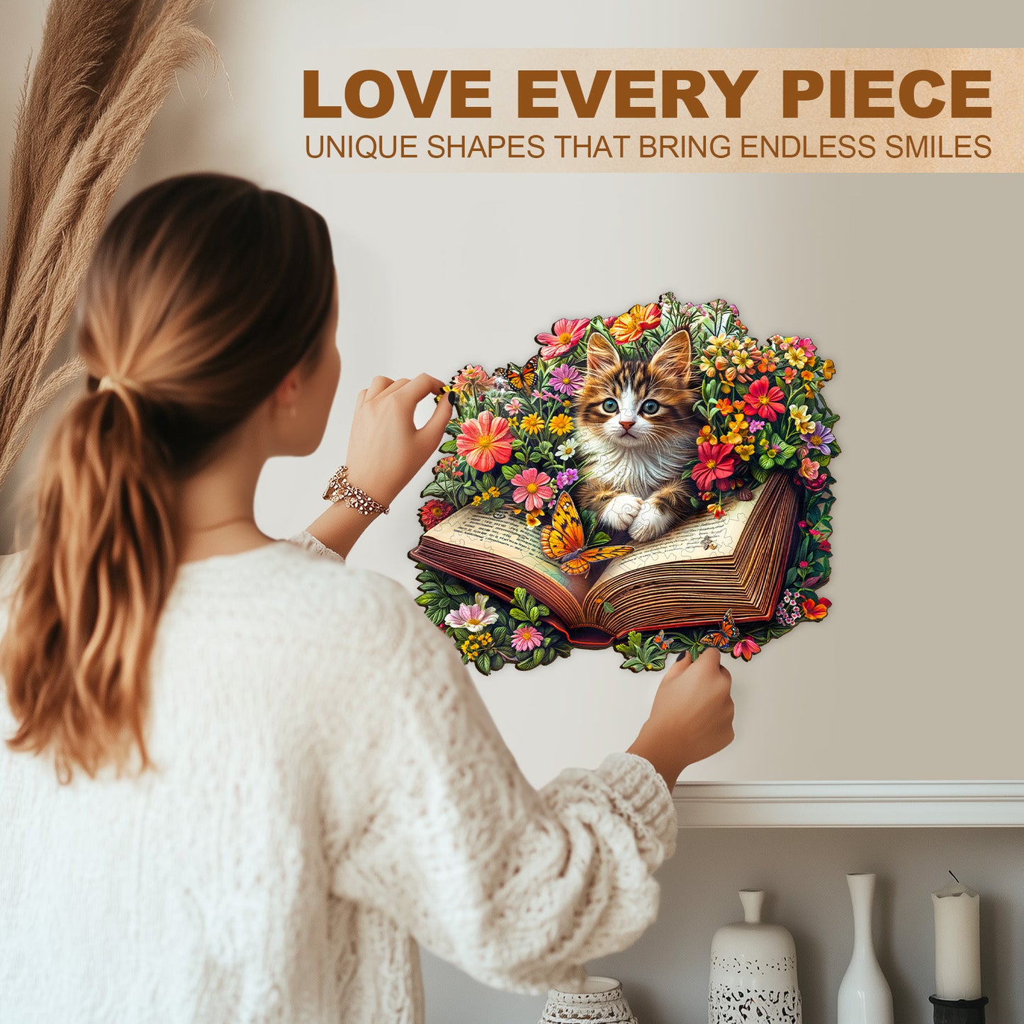 Whimsical Wooden Jigsaw Puzzle - Meow Stories - pickApuzzle