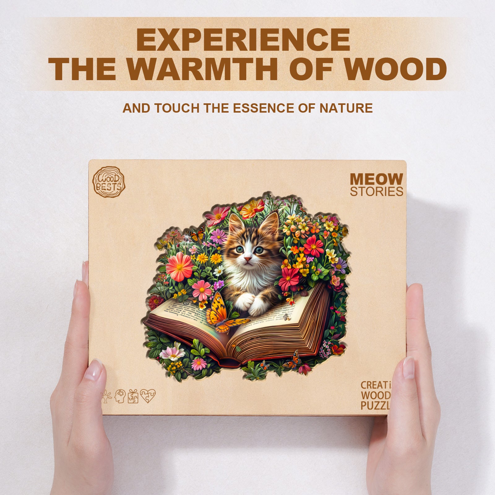 Whimsical Wooden Jigsaw Puzzle - Meow Stories - pickApuzzle