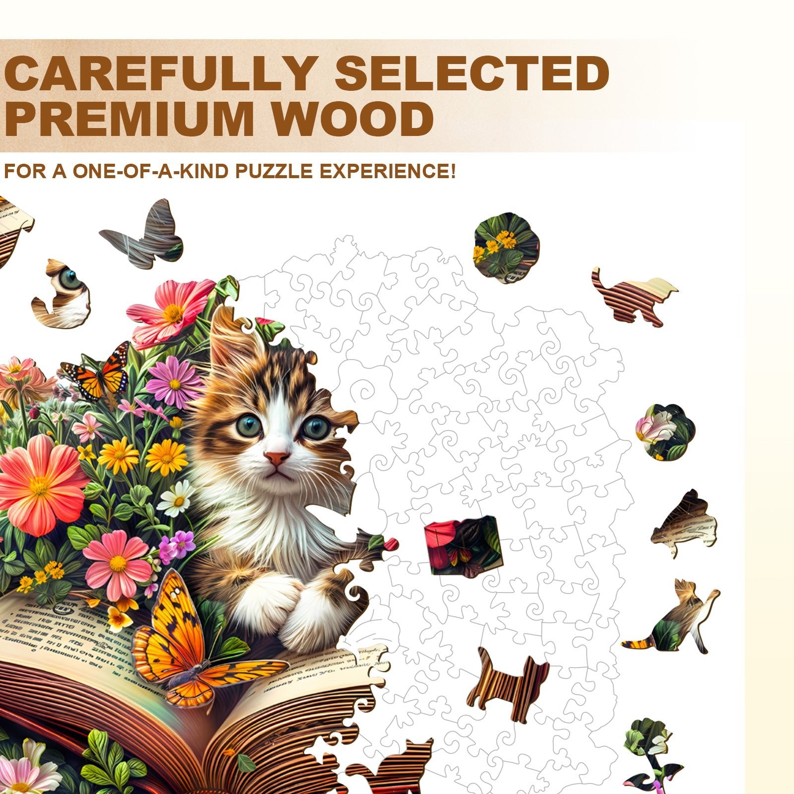 Whimsical Wooden Jigsaw Puzzle - Meow Stories - pickApuzzle