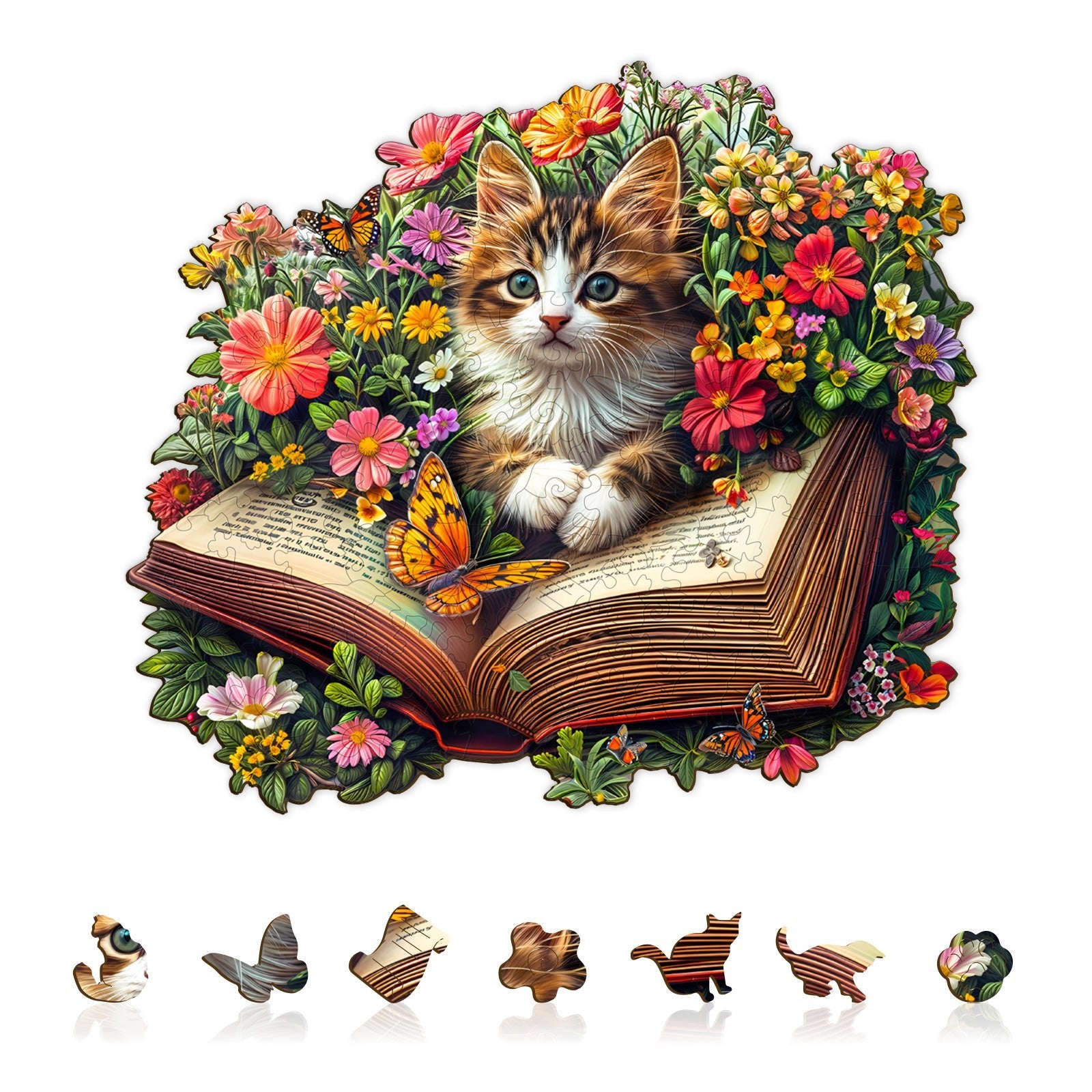 Whimsical Wooden Jigsaw Puzzle - Meow Stories - pickApuzzle