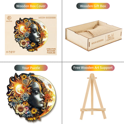 Verträumtes Holzpuzzle - Mondgöttin