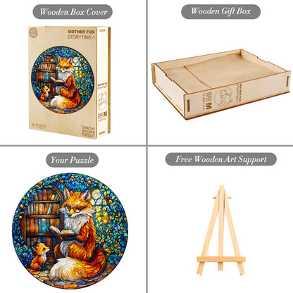 Ausgefallenes Holz-Puzzle-Mutter Fuchs Märchenstunde-1
