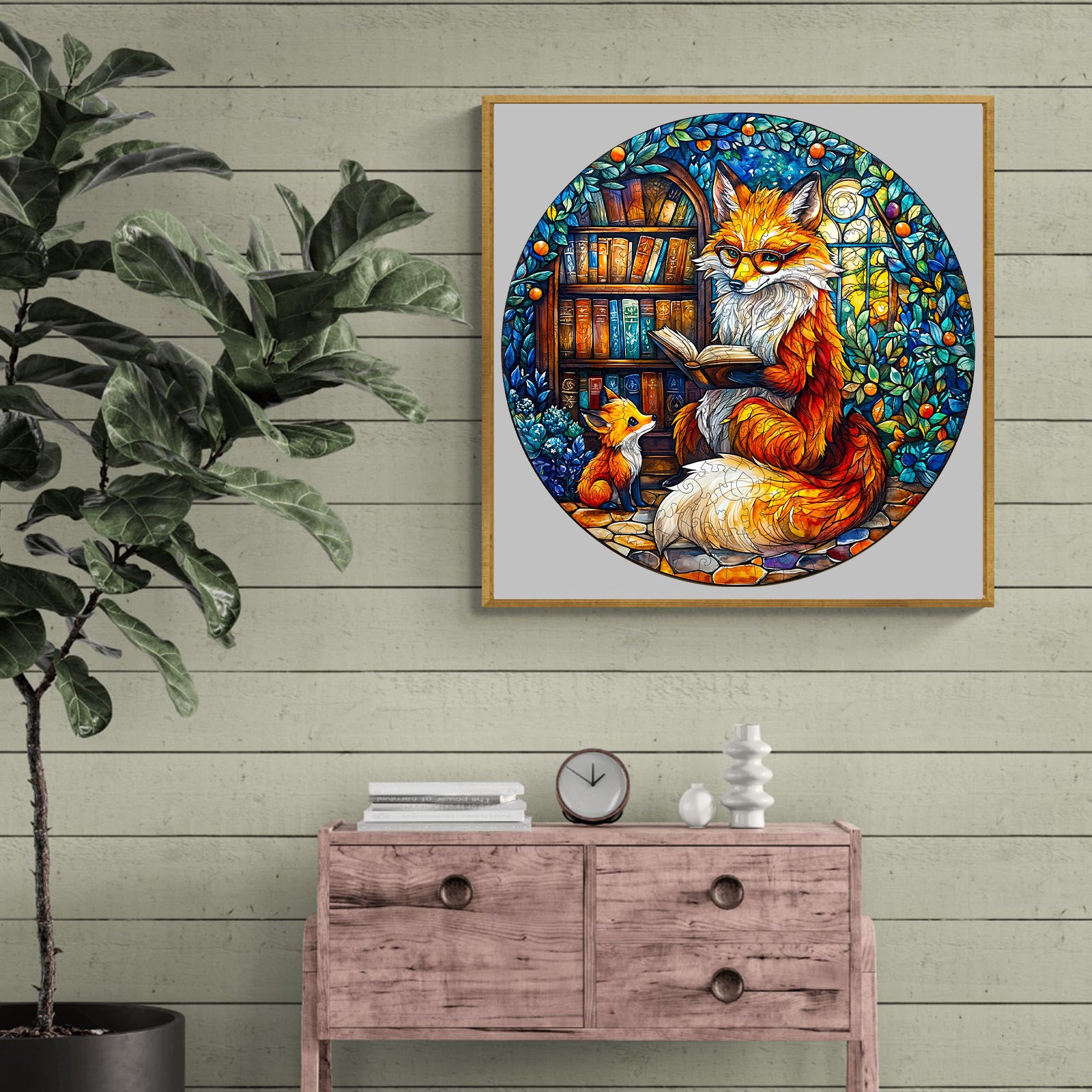Whimsical Wooden Jigsaw Puzzle-Mother Fox Storytime-1