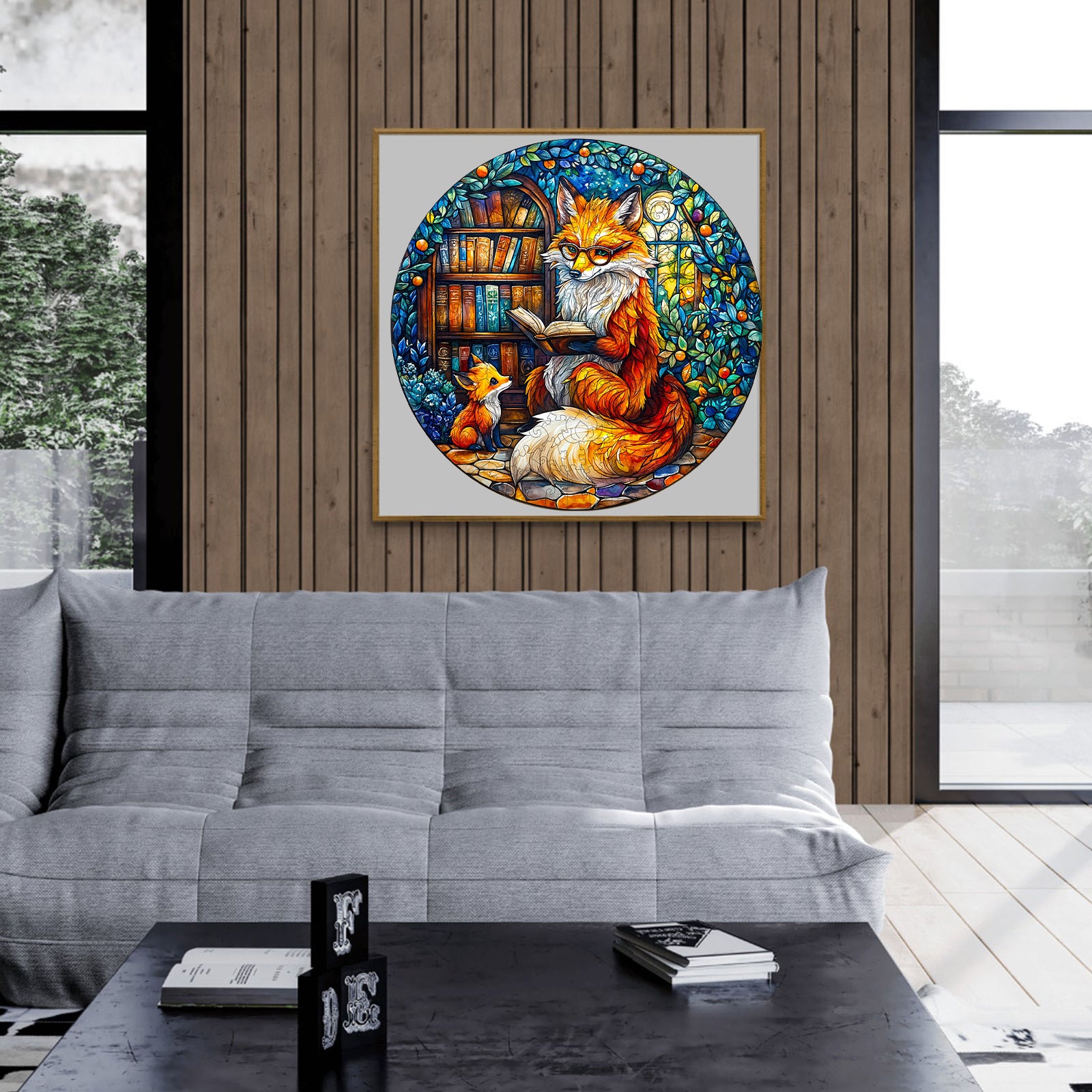 Whimsical Wooden Jigsaw Puzzle-Mother Fox Storytime-1
