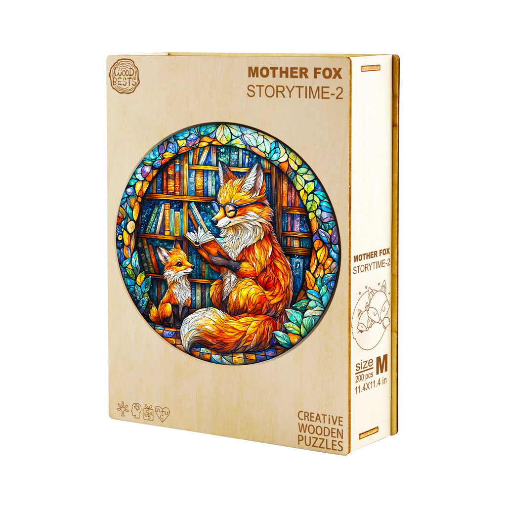 Whimsical Wooden Jigsaw Puzzle-Mother Fox Storytime-2