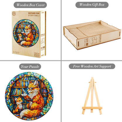 Launiges Holzpuzzle - Mutter Fuchs Märchenstunde - 2