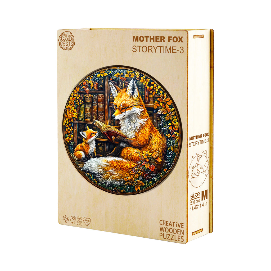 Whimsical Wooden Jigsaw Puzzle-Mother Fox Storytime-3
