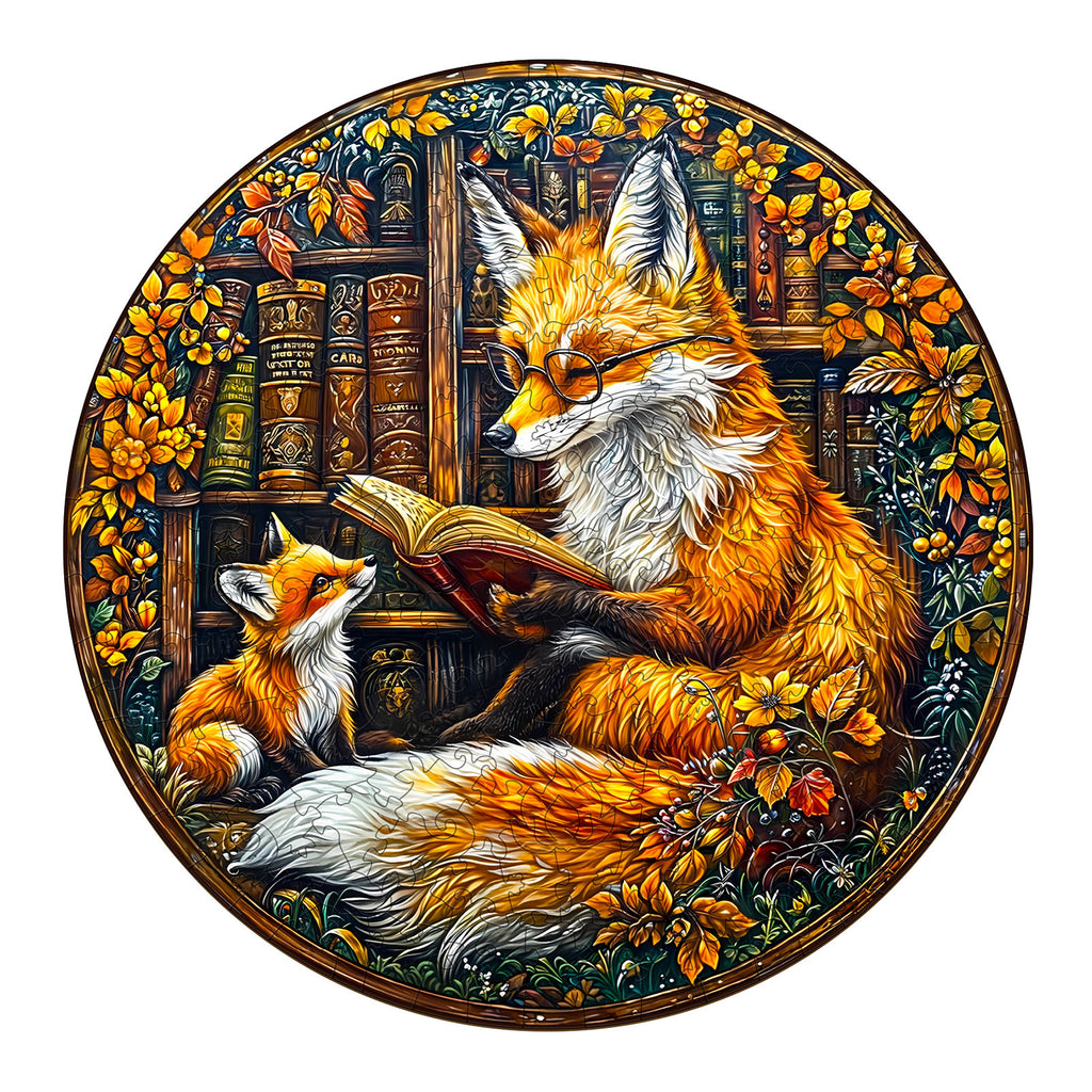 Whimsical Wooden Jigsaw Puzzle-Mother Fox Storytime-3