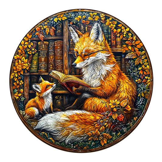 Whimsical Wooden Jigsaw Puzzle-Mother Fox Storytime-3