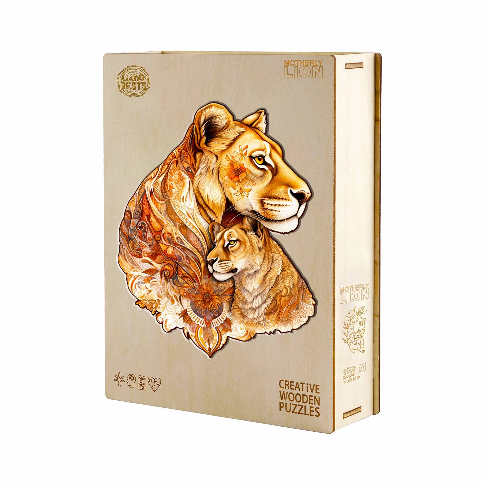 Whimsical Wooden Jigsaw Puzzle-Motherly Lion