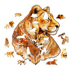 Whimsical Wooden Jigsaw Puzzle-Motherly Lion