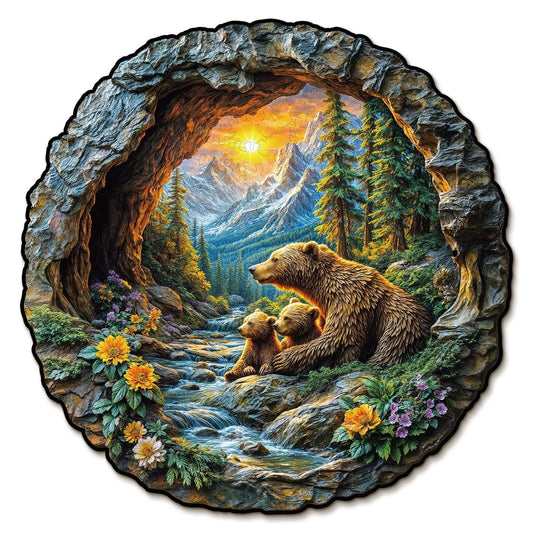 Engaging Wooden Jigsaw Puzzle-3D Bear Embrace