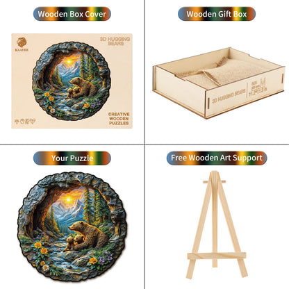 Whimsical Wooden Jigsaw Puzzle - Mountain Bears Retreat - pickApuzzle