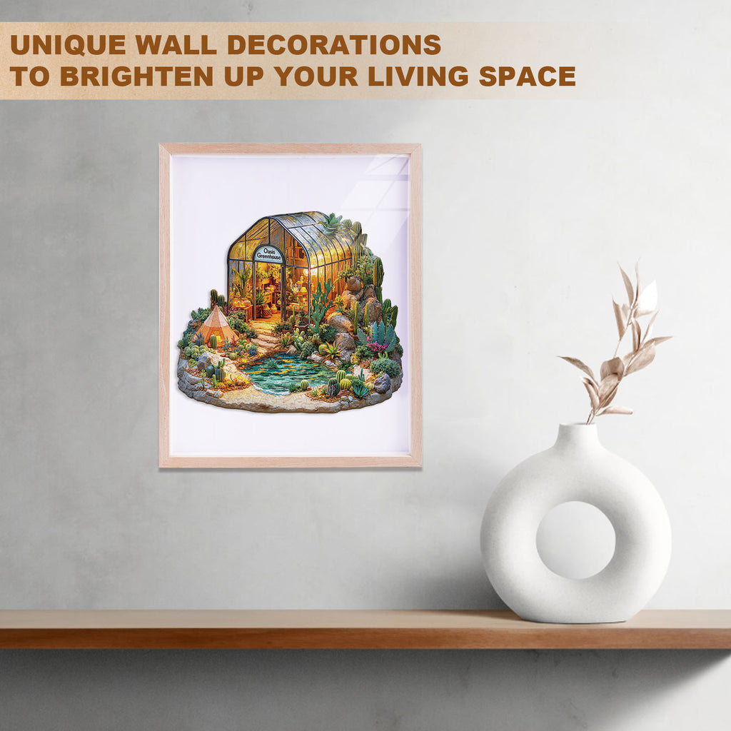 Whimsical Wooden Jigsaw Puzzle- Oasis Greenhouse