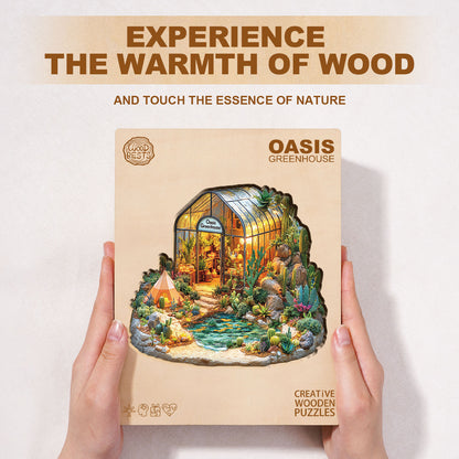 Verspieltes Holzpuzzle - Oasen-Gewächshaus