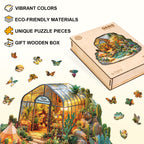 Whimsical Wooden Jigsaw Puzzle- Oasis Greenhouse