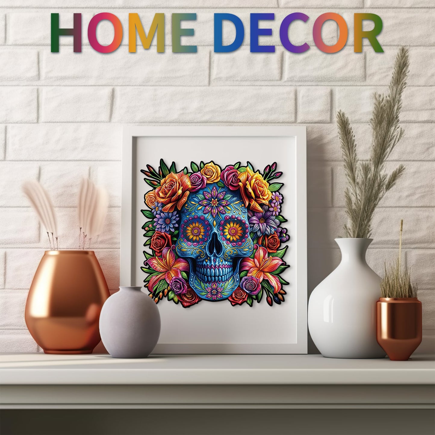 Ausgefallenes Holz-Puzzle – Totenkopf bemalt