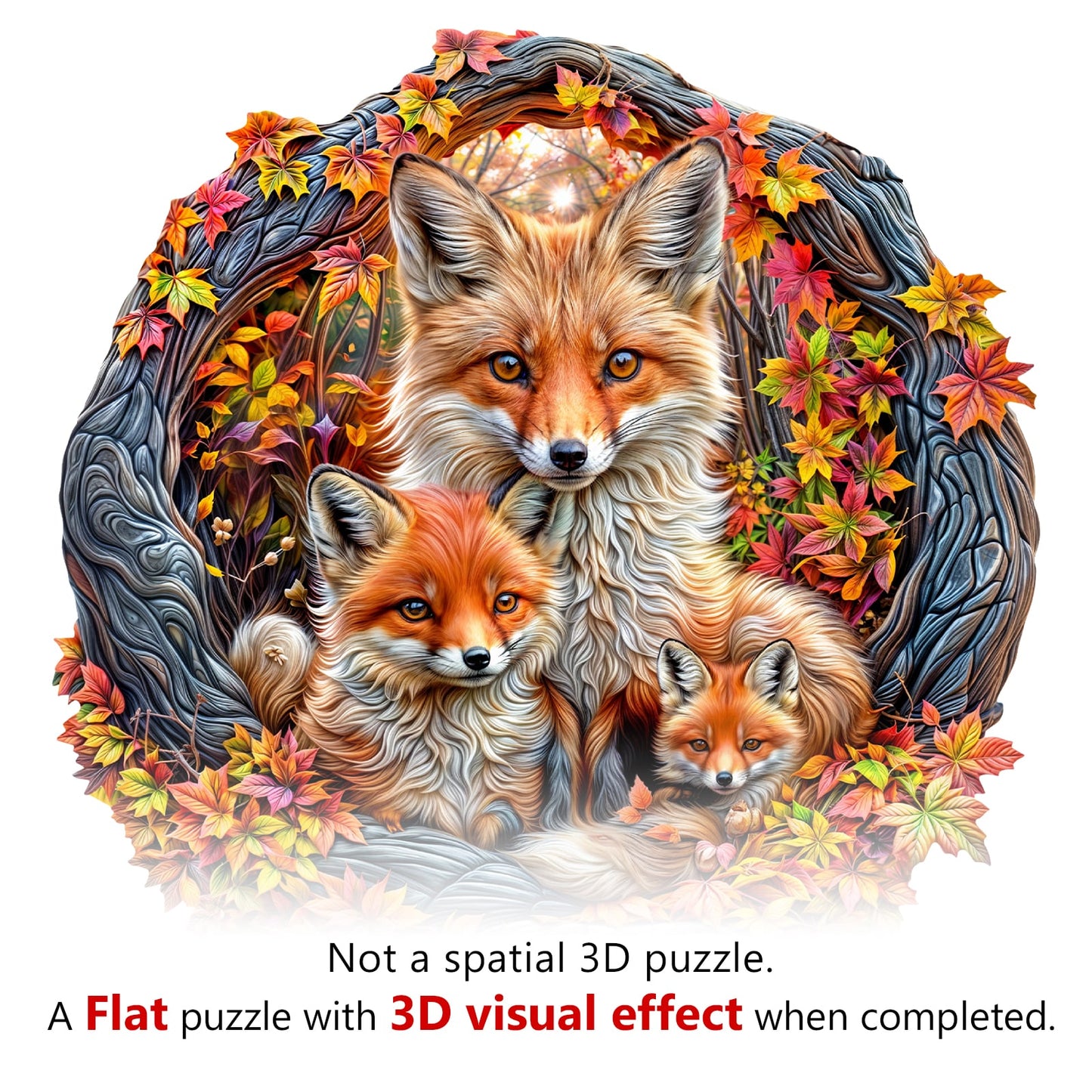 Verträumtes Holzpuzzle – Eltern-Kind-Fuchs