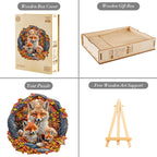 Whimsical Wooden Jigsaw Puzzle-Parent-child fox