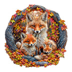 Whimsical Wooden Jigsaw Puzzle-Parent-child fox