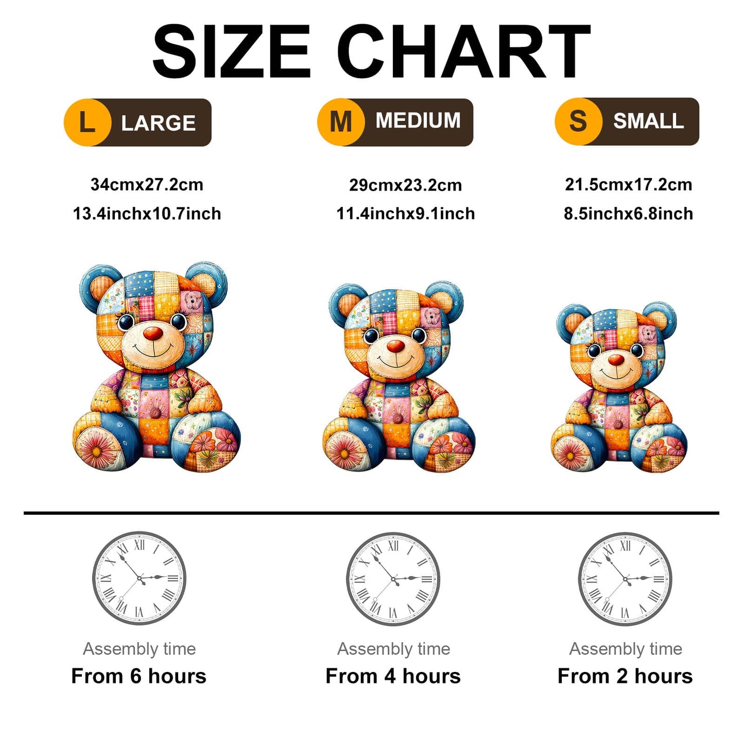 Whimsical Wooden Jigsaw Puzzle - Patchwork Bear - pickApuzzle
