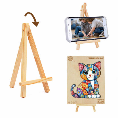 Whimsical Wooden Jigsaw Puzzle - Patchwork Cat - pickApuzzle
