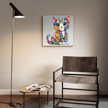 Whimsical Wooden Jigsaw Puzzle - Patchwork Cat - pickApuzzle