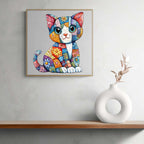 Whimsical Wooden Jigsaw Puzzle - Patchwork Cat - pickApuzzle