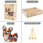 Whimsical Wooden Jigsaw Puzzle - Patchwork Corgi - pickApuzzle