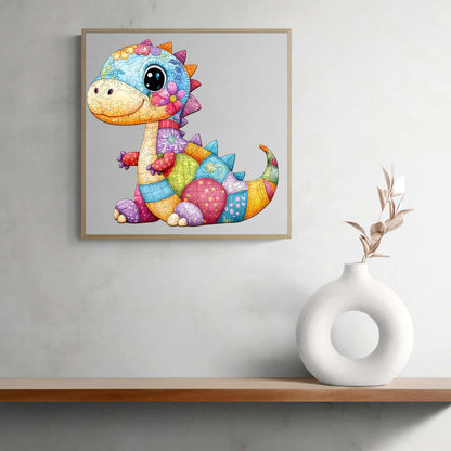 Whimsical Wooden Jigsaw Puzzle - Patchwork Dinosaur - pickApuzzle