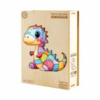 Whimsical Wooden Jigsaw Puzzle - Patchwork Dinosaur - pickApuzzle