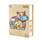 Whimsical Wooden Jigsaw Puzzle - Patchwork Hippo - pickApuzzle