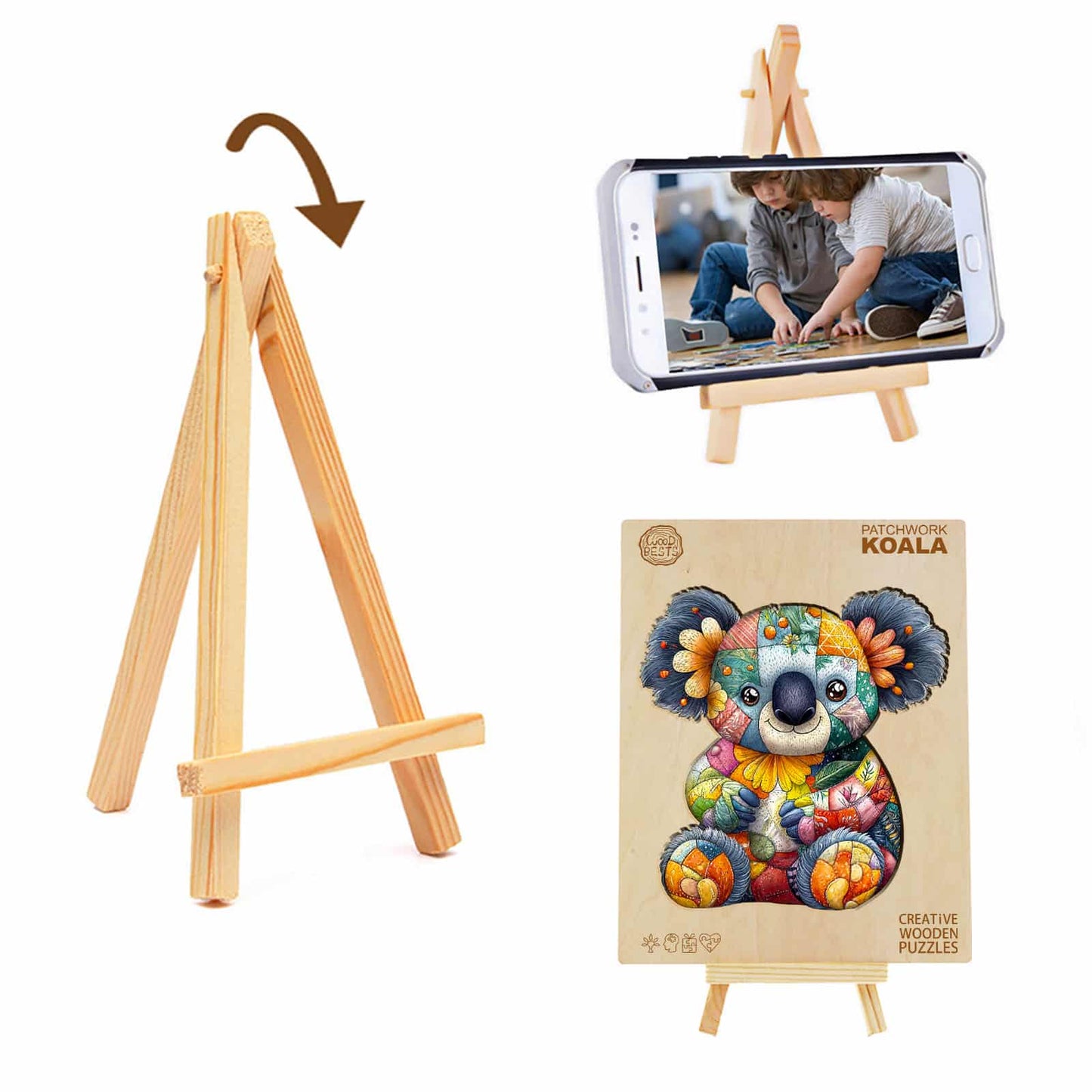Whimsical Wooden Jigsaw Puzzle - Patchwork Koala - pickApuzzle