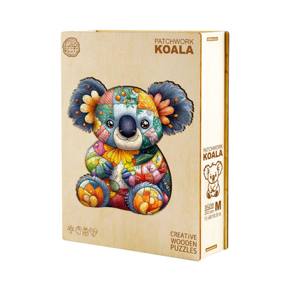 Whimsical Wooden Jigsaw Puzzle - Patchwork Koala - pickApuzzle