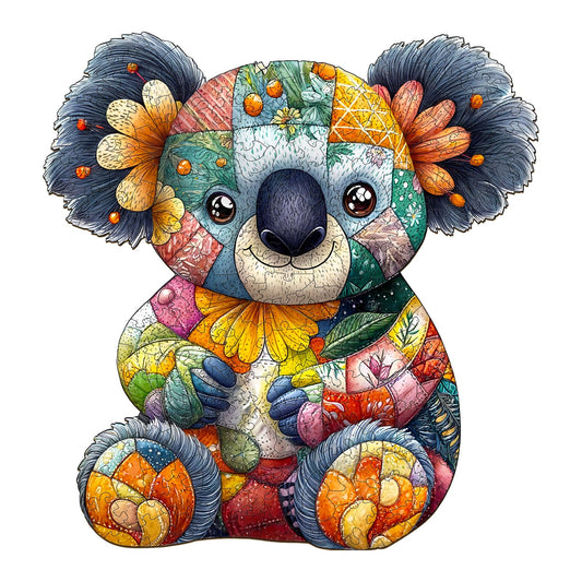 Whimsical Wooden Jigsaw Puzzle - Patchwork Koala - pickApuzzle