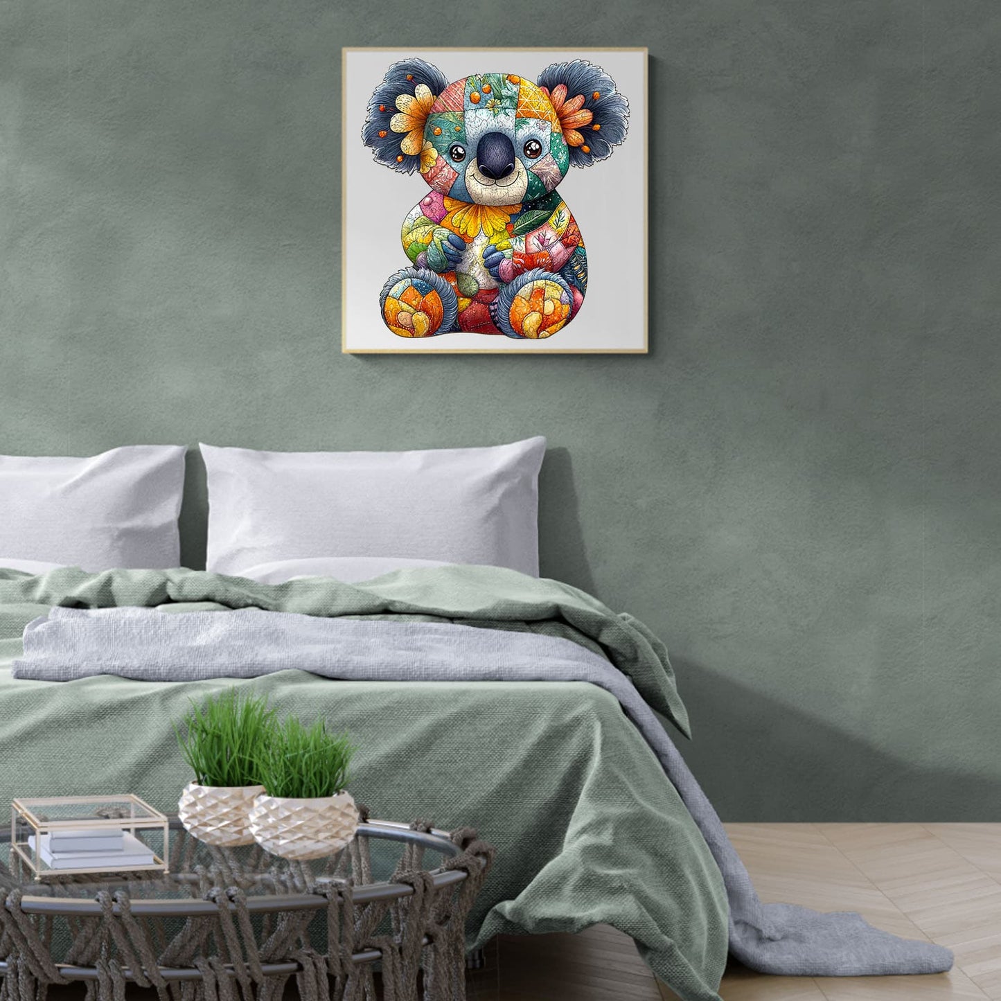 Whimsical Wooden Jigsaw Puzzle - Patchwork Koala - pickApuzzle