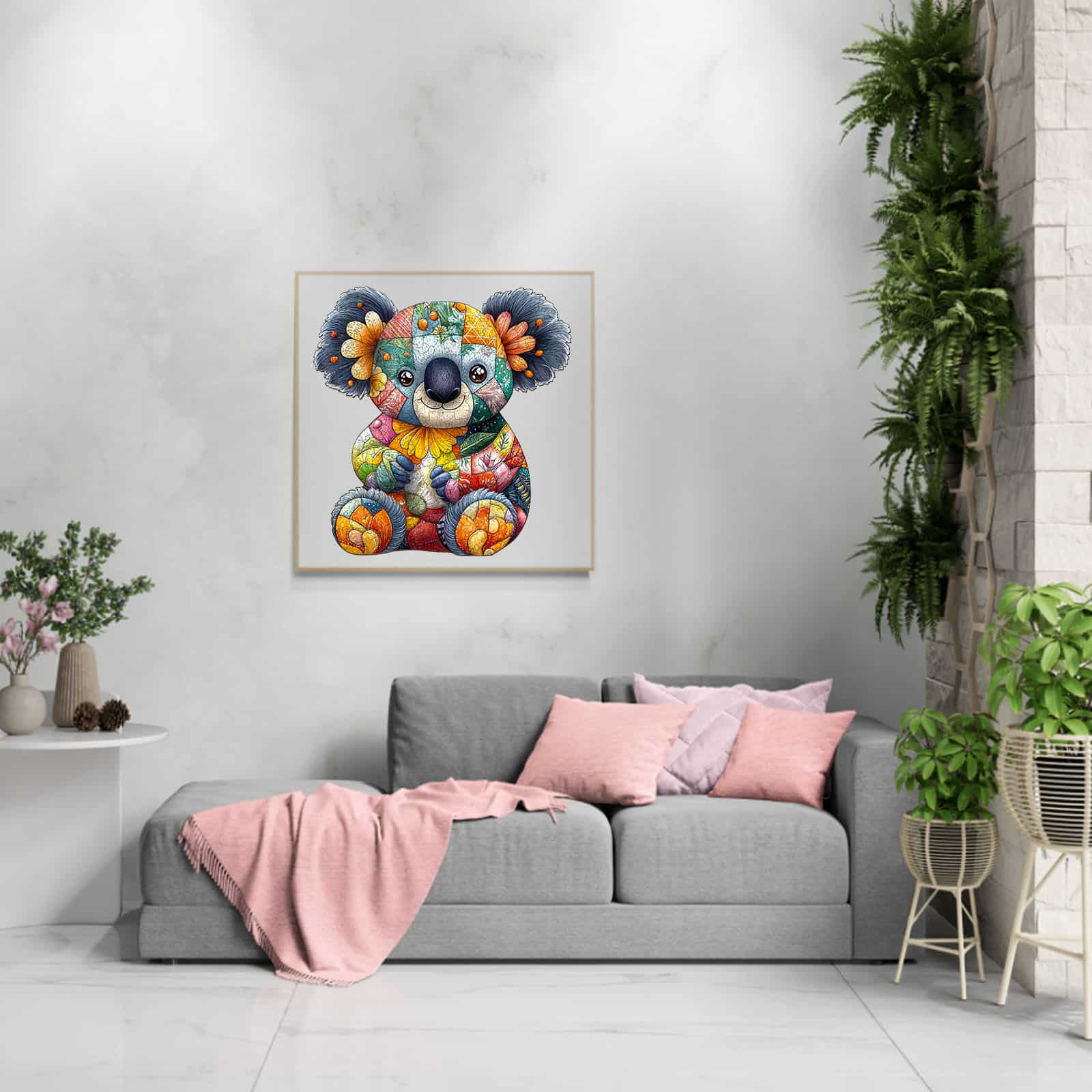 Whimsical Wooden Jigsaw Puzzle - Patchwork Koala - pickApuzzle
