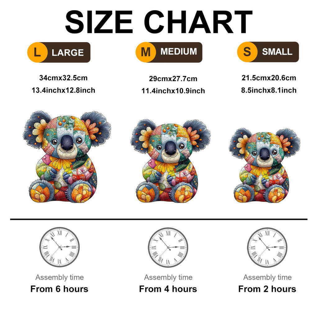 Whimsical Wooden Jigsaw Puzzle - Patchwork Koala - pickApuzzle