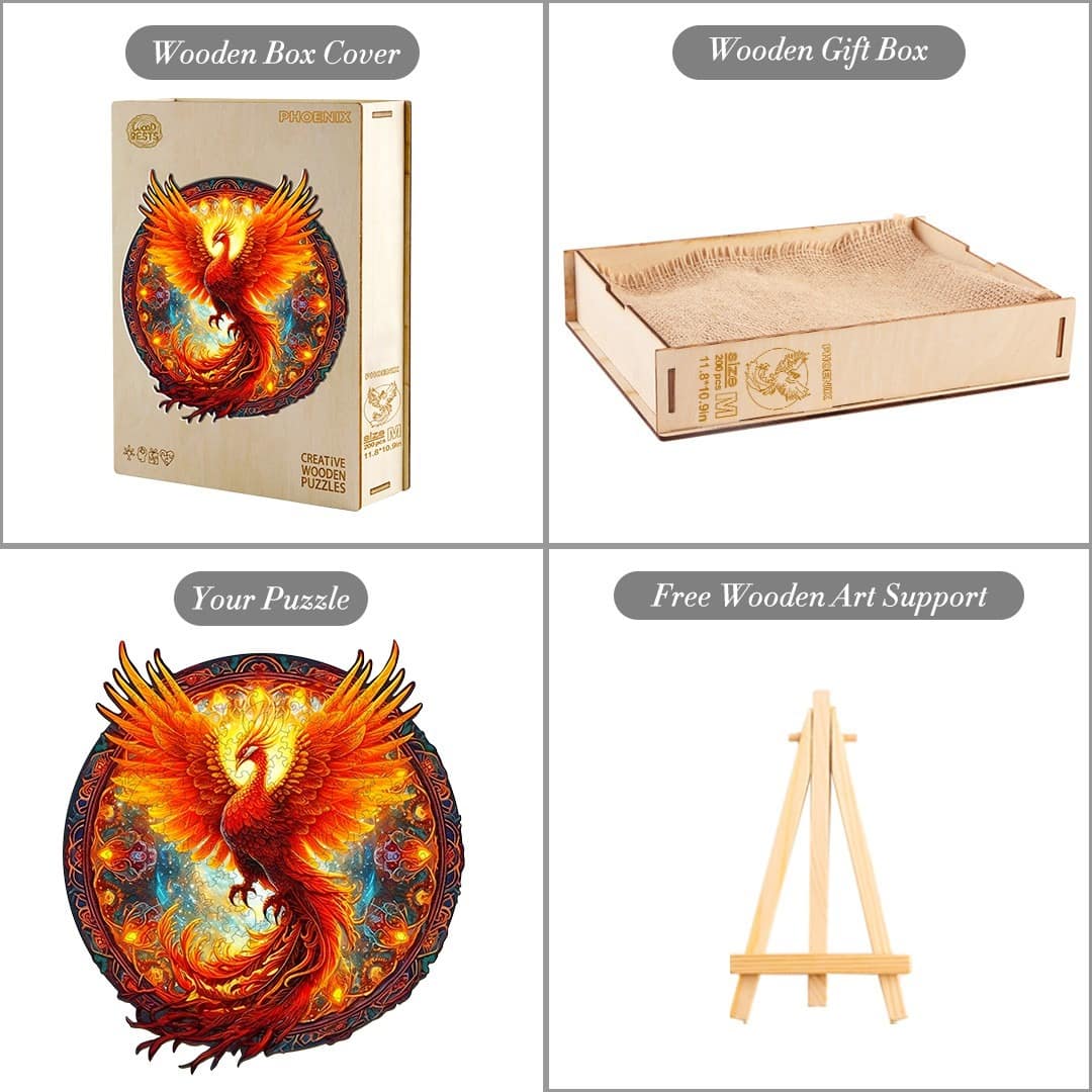 Whimsical Wooden Jigsaw Puzzle-Phoenix