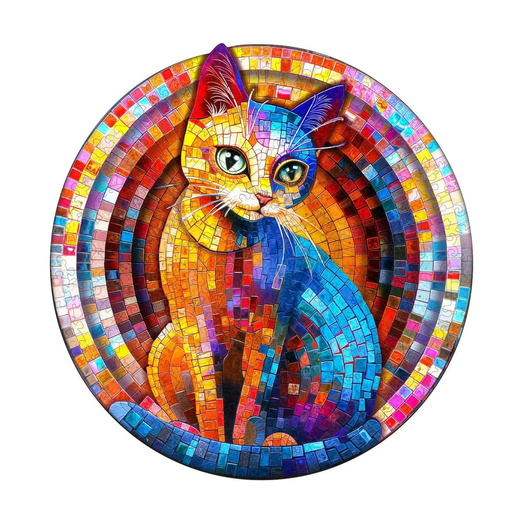 Whimsical Wooden Jigsaw Puzzle- Pixel Kitty