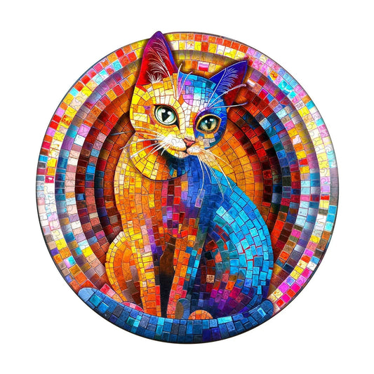 Whimsical Wooden Jigsaw Puzzle- Pixel Kitty
