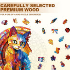 Whimsical Wooden Jigsaw Puzzle - Pixel Kitty - pickApuzzle