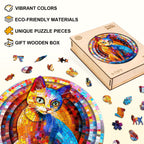 Whimsical Wooden Jigsaw Puzzle - Pixel Kitty - pickApuzzle