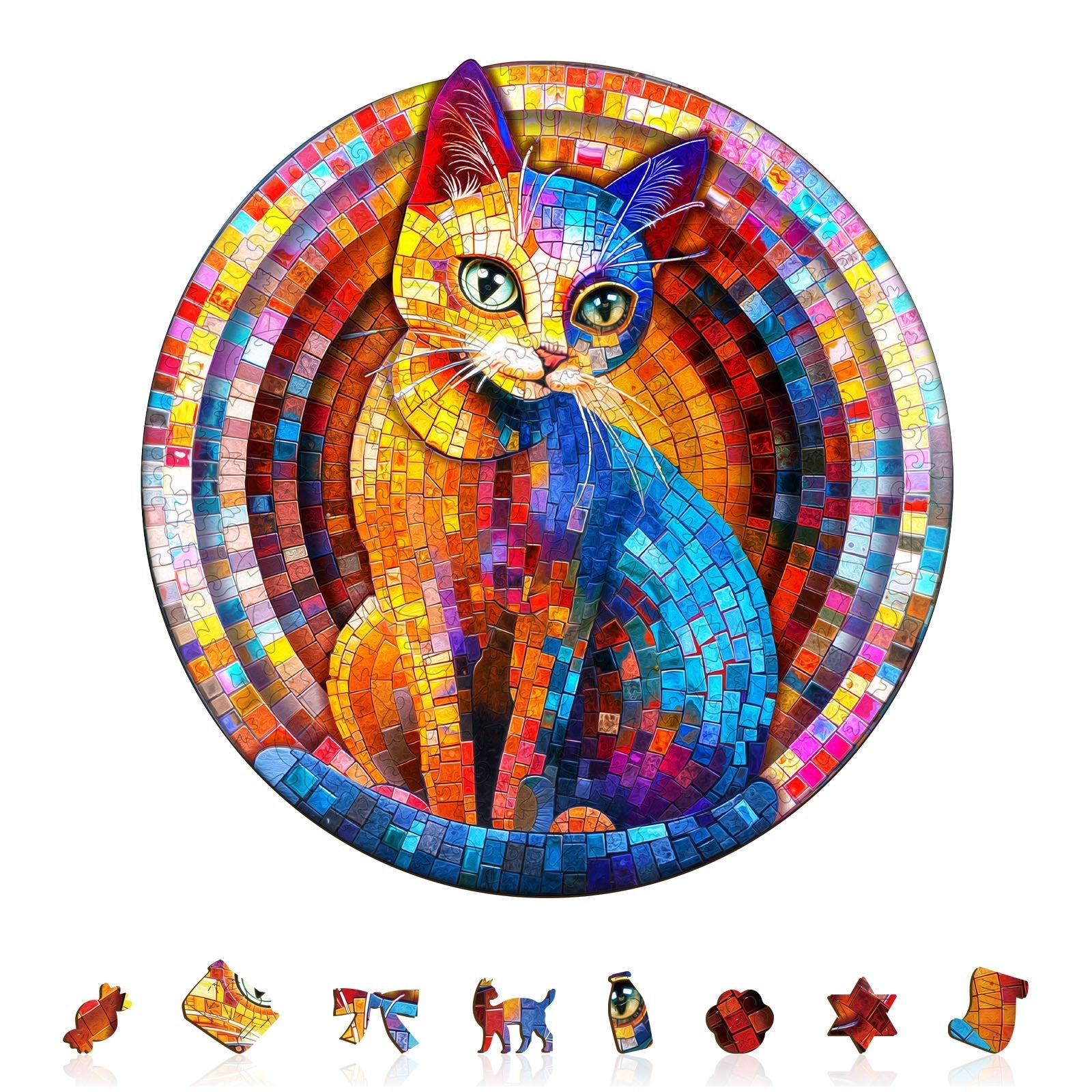 Whimsical Wooden Jigsaw Puzzle - Pixel Kitty - pickApuzzle