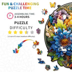 Whimsical Wooden Jigsaw Puzzle- Prosperous Bloom Flower
