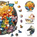 Whimsical Wooden Jigsaw Puzzle- Prosperous Bloom Flower