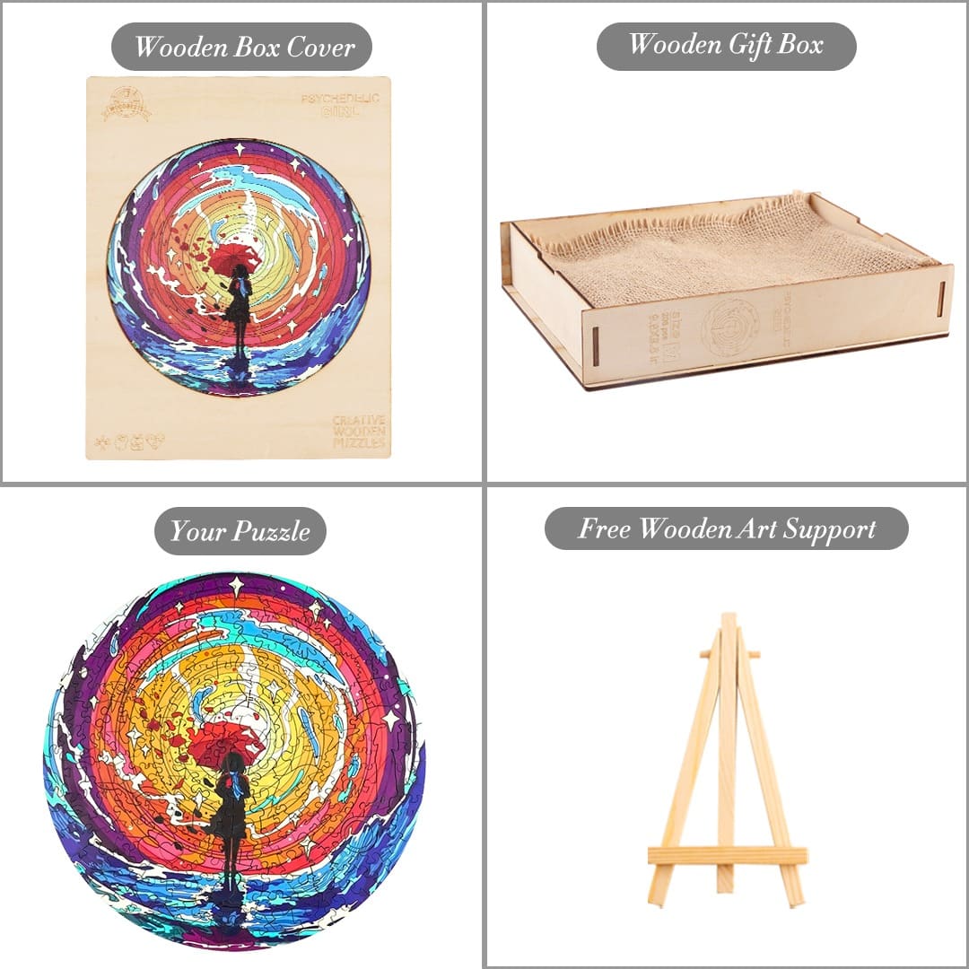 Ausgefallenes Holzpuzzle – PSYCHEDELIC GIRL