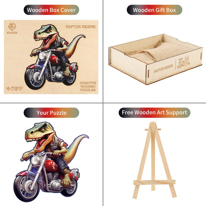 Whimsical Wooden Jigsaw Puzzle - Raptor Riders - pickApuzzle
